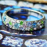 天然アクアマリン 天然ダイヤモンド 天然モルガナイト 天然サファイア 天然デマントイドガーネット パヴェリング