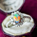 天然ブラックオパール オーストラリア産 天然ダイヤモンド リング