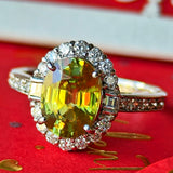 天然スフェーン 2.22ct 天然ダイヤモンド リング