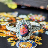 天然ブラックオパール オーストラリア産 天然ダイヤモンド リング