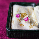 天然ルビー ハート型 天然ダイヤモンド 18金ピアス