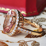 【大粒 8.84ct】天然モルガナイト 天然ダイヤモンド リング