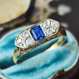 【お値下げ】イギリス アンティーク 合成サファイア リング