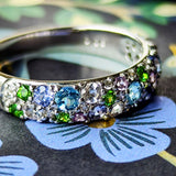 天然アクアマリン 天然ダイヤモンド 天然モルガナイト 天然サファイア 天然デマントイドガーネット パヴェリング