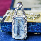 【お値下げ】天然ブルートルマリンインクォーツ 天然ダイヤモンド ネックレス