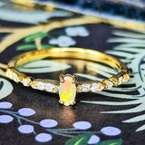 天然オパールキャッツアイ 天然ダイヤモンド リング