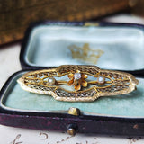 【お値下げ】イギリス アンティーク 天然ダイヤモンド 天然真珠 ブローチ