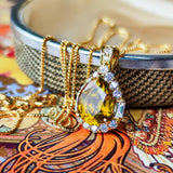 天然スフェーン 天然ダイヤモンド ネックレス