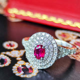 【非加熱 ピジョンブラッド】天然ルビー 天然ダイヤモンド リング