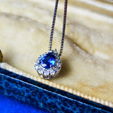 【コーンフラワー】天然サファイア 天然ダイヤモンド ネックレス