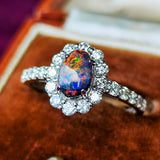 天然ブラックオパール オーストラリア産 天然ダイヤモンド リング