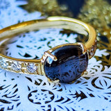 【魅惑の黒い宝石】天然ブラックスターサファイア 天然ダイヤモンド リング