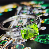 【パキスタン産】天然ペリドット 天然ダイヤモンド リング