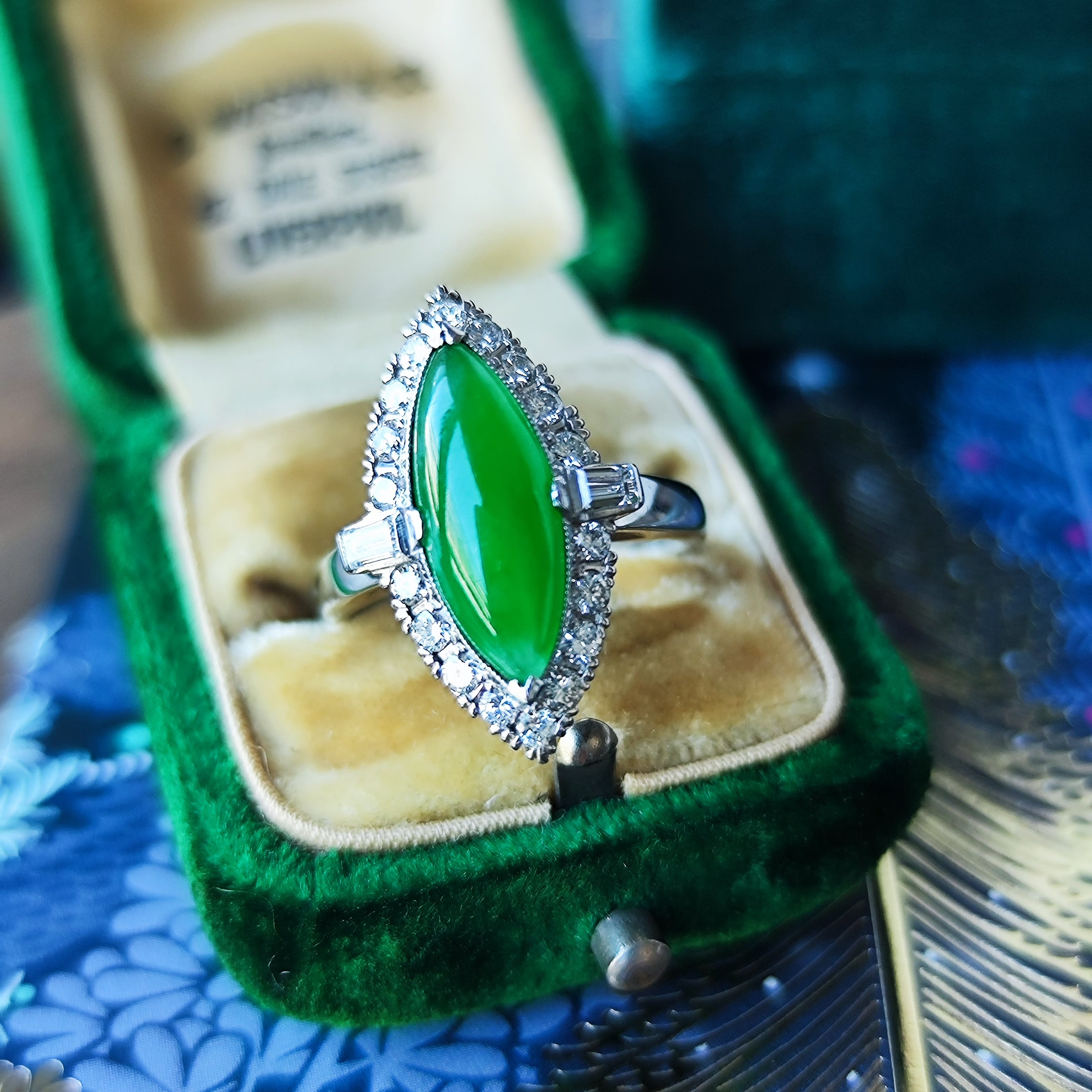 昭和レトロ】天然翡翠 天然ダイヤモンド 千本透かし プラチナリング