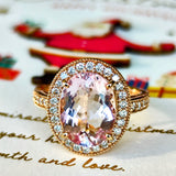 【大粒 3.58ct】天然モルガナイト 天然ダイヤモンド リング