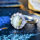 【三越百貨店】天然クリソベリルキャッツアイ 天然ダイヤモンド リング