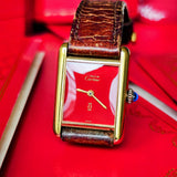 【OH済み】Cartier カルティエ マストタンク レッド文字盤 手巻き腕時計