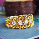 天然ダイヤモンド 透かし模様 18金リング