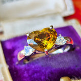 【お値下げ】天然スフェーン 2.76ct ハートシェイプ 天然ラブラドライト リング