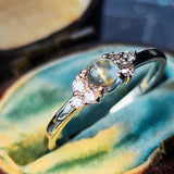 天然アクアマリンキャッツアイ 天然ダイヤモンド プラチナリング