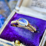 天然ロイヤルブルームーンストーン 天然ダイヤモンド 18金リング