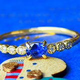 【コーンフラワー】天然サファイア 天然ダイヤモンド