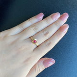 【復刻 捻り梅】天然ルビー お花の彫り 18金リング