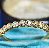 【ローズカット】天然ダイヤモンド ハーフエタニティリング