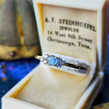 天然アクアマリンキャッツアイ 天然ダイヤモンド 18金リング