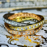 天然ダイヤモンド スリーカラー フルエタニティ 3連リング