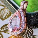 【大粒 3.09ct】天然モルガナイト 天然ダイヤモンド ネックレス