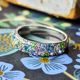 天然アクアマリン 天然ダイヤモンド 天然モルガナイト 天然サファイア 天然デマントイドガーネット パヴェリング