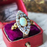 【イギリス アンティーク】天然オパール 天然ダイヤモンド リング