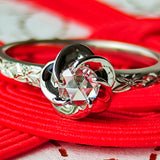 【復刻 捻り梅】天然ローズカットダイヤモンド 花の彫り プラチナリング