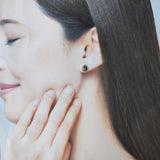 天然パパラチアサファイア 天然ダイヤモンド 18金ピアス