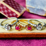 【復刻 捻り梅】天然ルビー 月桂樹の彫り 18金リング