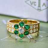 【Vintage Van Cleef & Arpels】ヴァンクリーフ&アーペル マデール エメラルド ダイヤモンド フラワーリング