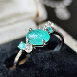 天然パライバトルマリン 天然ローズカットダイヤモンド リング