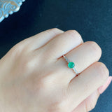 天然エメラルド カボションカット 天然ダイヤモンド リング