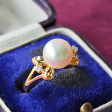 MIKIMOTO ミキモト あこや真珠 天然ダイヤモンドリング