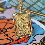 【タロットカード】運命の輪 天然ダイヤモンド 18金ネックレス