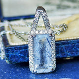 【お値下げ】天然ブルートルマリンインクォーツ 天然ダイヤモンド ネックレス