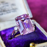 【大粒 8.42ct】天然クンツァイト 天然ダイヤモンド リング