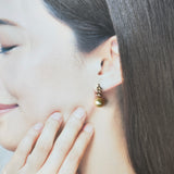 【アプリコット】有核淡水パール ピアス 10金