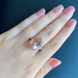 【大粒 8.84ct】天然モルガナイト 天然ダイヤモンド リング