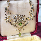 【イギリス アンティーク】ペリドット シードパール ネックレス