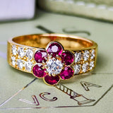 【Vintage Van Cleef & Arpels】ヴァンクリーフ&アーペル マデール ルビー ダイヤモンド フラワーリング