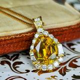 天然スフェーン 天然ダイヤモンド ネックレス