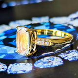 天然アンデシンラブラドライト 天然ダイヤモンド リング