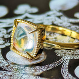 天然アンデシンラブラドライト カボションカット リング